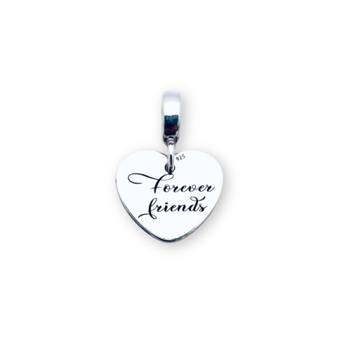Charmuri argint personalizate - Charm inimioara argint personalizat Forever Friends