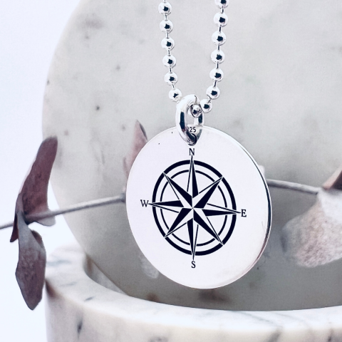 Cadouri de Craciun pentru iubit / sot - Colier argint army personalizat pentru barbati - Busola iubirii