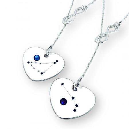 Lantisor argint asimetric gravat, charm infinit si inimioara - Constelatii [1]