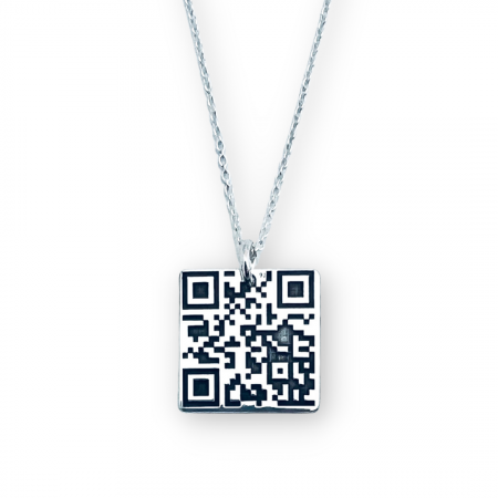 Colier personalizat gravat cu cod QR, din argint [0]