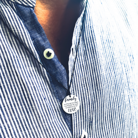 Colier barbati argint gravat Family Personally ME