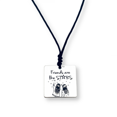 Colier argint gravat Friends are like Stars [1]