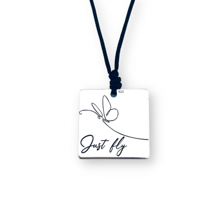 Colier argint personalizat cu mesaj Just Fly [1]