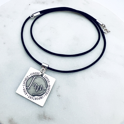 Colier piele personalizat pentru barbati I am [2]