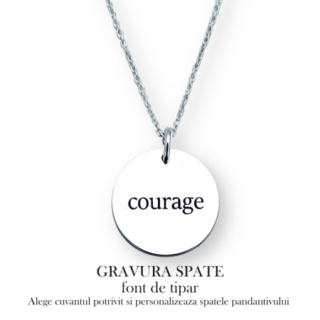 Colier argint gravat snur textil - I Am [2]