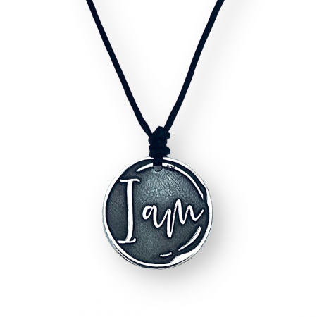 Colier argint gravat snur textil - I Am [1]