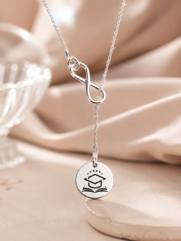 Bijuterii Personalizate - Lantisor argint personalizat asimetric dama gravat Cadou Absolvire