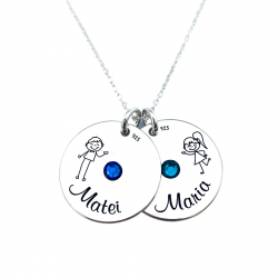 Colier argint personalizat, Banuti Simbol Cristale Swarovski si Nume [1]