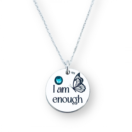 Colier personalizat din argint dama cu cristal - I am Enough [1]