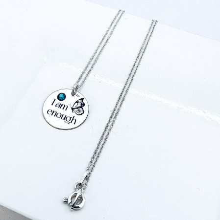 Colier personalizat din argint dama cu cristal - I am Enough [3]