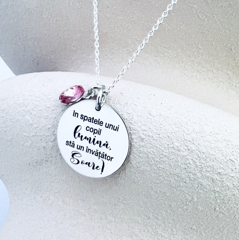 Bijuterii Personalizate - Colier argint personalizat - Invatator Soare