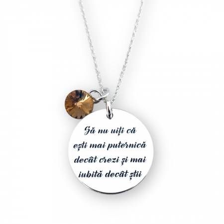 Colier din argint personalizat cu cristal Swarovski - Sa nu uiti... [0]