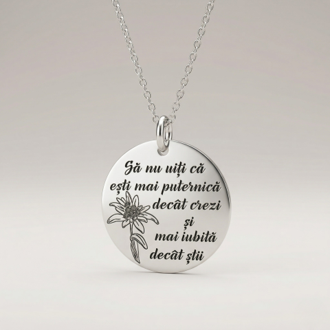 Bijuterii Personalizate - Colier din argint personalizat cu mesaj si Simbol Sa nu uiti...