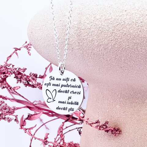 Colier din argint personalizat cu mesaj si Simbol Sa nu uiti... [5]