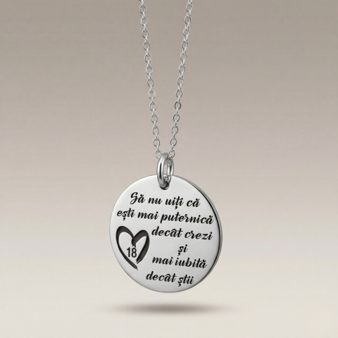 Bijuterii Personalizate - Colier personalizat din argint Sa nu uiti - 18 - Cadou majorat