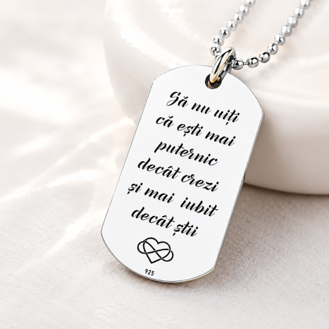 Bijuterii Personalizate - Colier argint placuta Army Personalizata - Sa nu uiti...