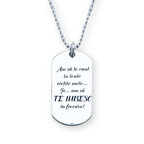 Lantisor placuta Army argint personalizata - Te iubesc... [2]