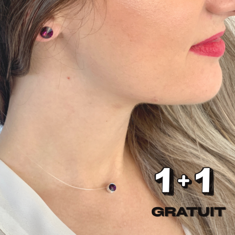 Coliere argint femei personalizate - Colier cu cristal si snur transparent