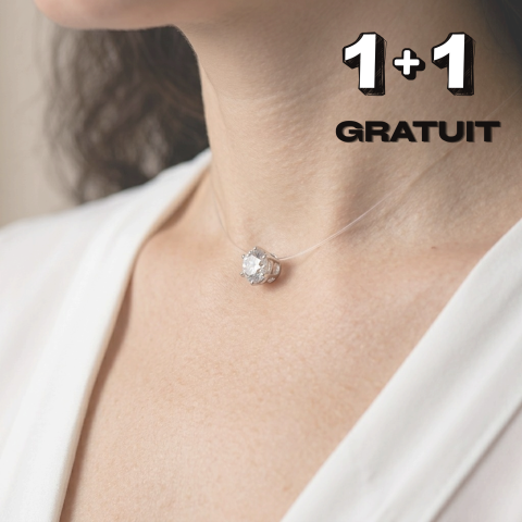 Coliere argint femei personalizate - Lantisor silicon cristal zirconiu alb