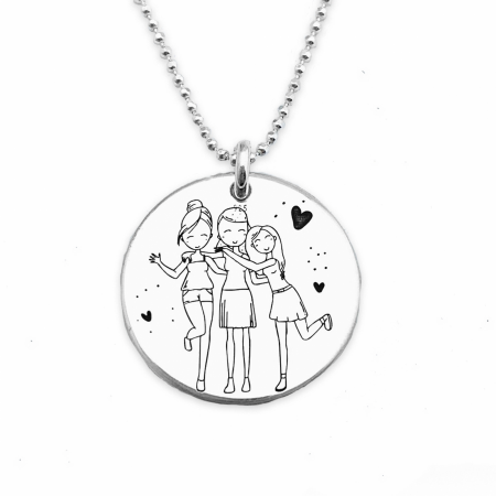 Colier din argint gravat Sisters