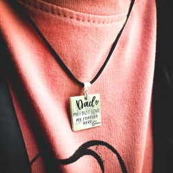 Colier gravat cu snur piele sau textil Dad, My First Love [1]