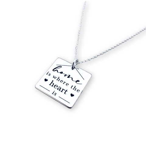 Bijuterii Personalizate - Colier din argint personalizat - Home is where the Heart is
