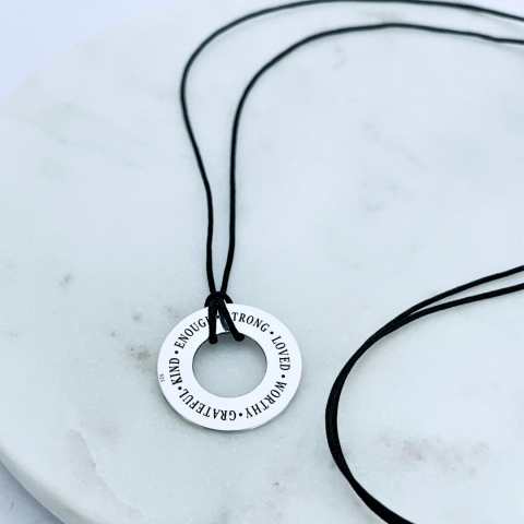 Colier disc personalizat argint snur reglabil - I am... [0]