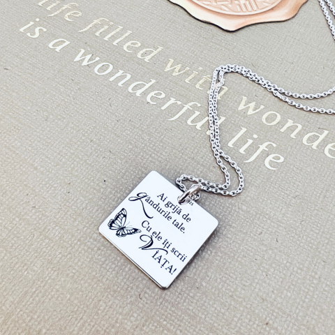 Colier personalizat argint - Ai grija de gandurile tale [3]