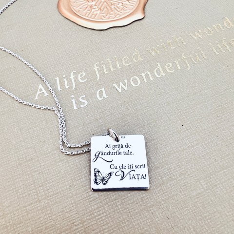 Colier personalizat argint - Ai grija de gandurile tale [1]