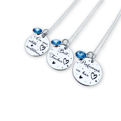 Lantisor argint personalizat cadou - Cea mai iubita invatatoare [3]