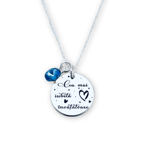 Lantisor argint personalizat cadou - Cea mai iubita invatatoare [1]