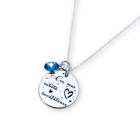 Bijuterii Personalizate - Lantisor argint personalizat cadou - Cea mai iubita invatatoare