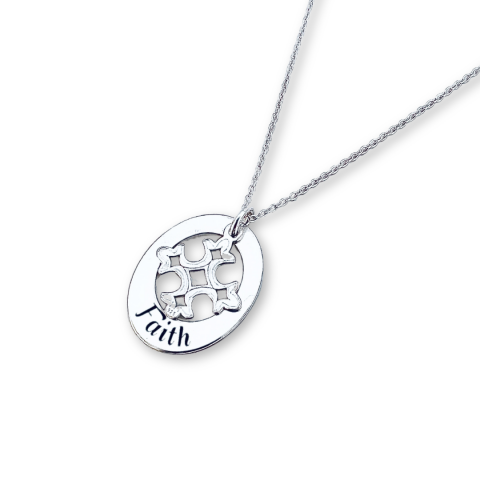 Colier personalizat din argint charm cruciulita - Faith [2]