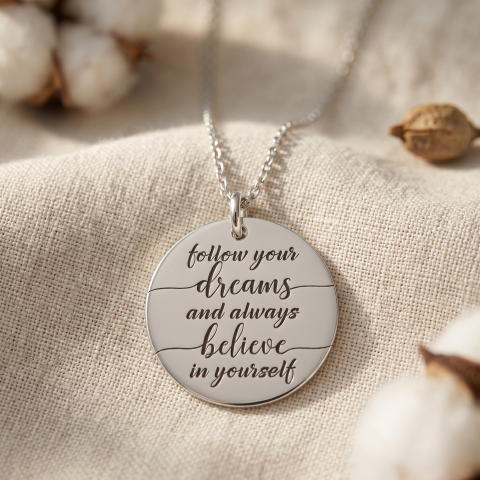 Bijuterii Personalizate - Colier personalizat argint gravat Follow your Dreams