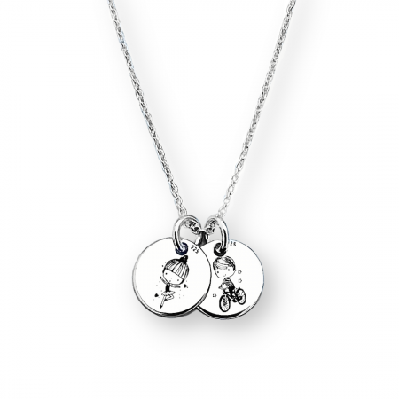 Colier / lantisor choker argint, la baza gatului - Colier argint personalizat doi banuti