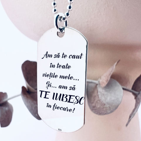 Bijuterii Personalizate - Placuta Army din argint - lantisor optional