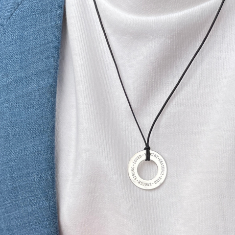 Colier snur reglabil disc personalizat argint - I am... [2]