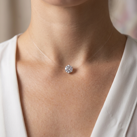 Cadouri personalizate iubita / sotie - Lantisor silicon cristal zirconiu alb