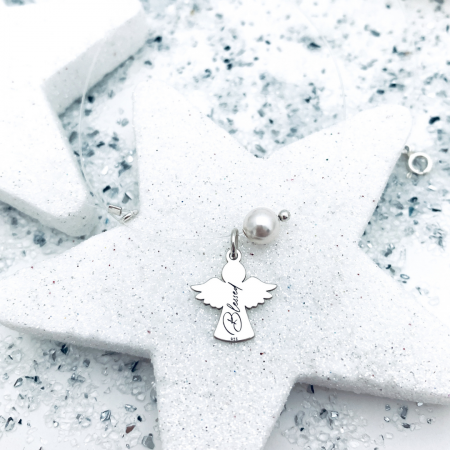 Top Recomandari Craciun - Lantisor silicon perla Swarovski pandantiv ingeras Blessed - Personally ME