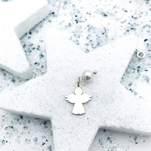 Top Recomandari Craciun - Colier transparent pandantiv ingeras din argint si perla