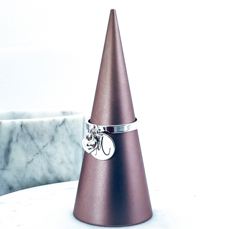 Inel din argint cu banut personalizat si charm inimioara - Personally ME [2]