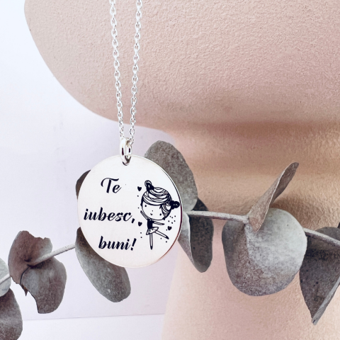 Lantisor argint cadou pentru Bunica - Te iubesc, buni [1]