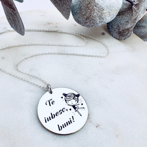 Cadouri de Craciun pentru parinti si bunici - Lantisor argint cadou pentru Bunica - Te iubesc, buni