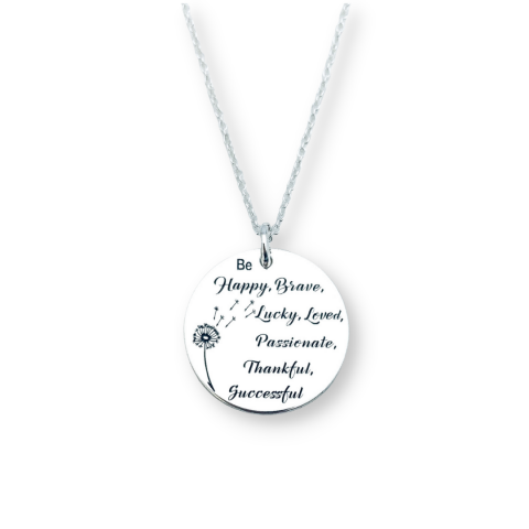 Lantisor argint personalizat Be Happy, Brave, Lucky [0]