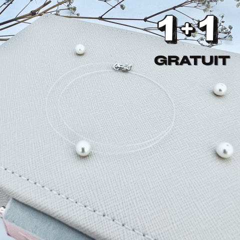 Coliere argint femei personalizate - Lantisor cu perla si fir transparent