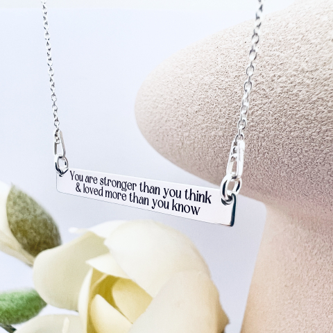 Colier din argint placuta personalizata - Stronger than You think [3]