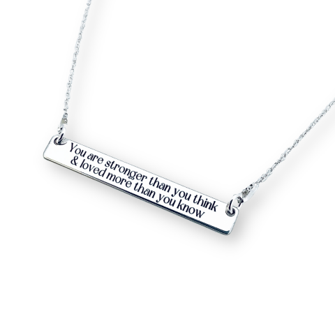 Colier din argint placuta personalizata - Stronger than You think [2]