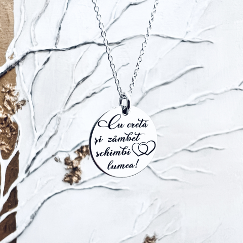 Lantisor personalizat din argint - Cu creta si zambet [2]