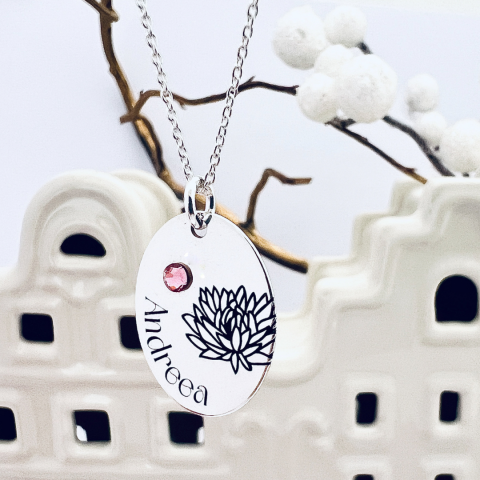 Colier personalizat din argint pandantiv oval - Andreea  [1]