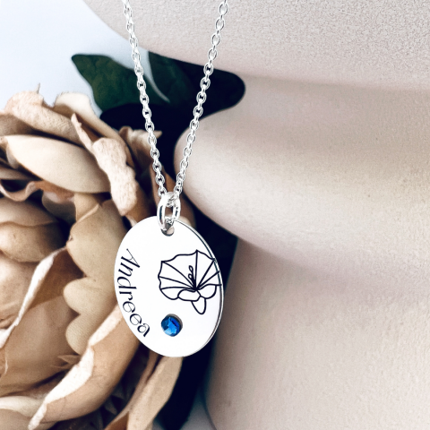 Colier personalizat din argint pandantiv oval - Andreea  [3]